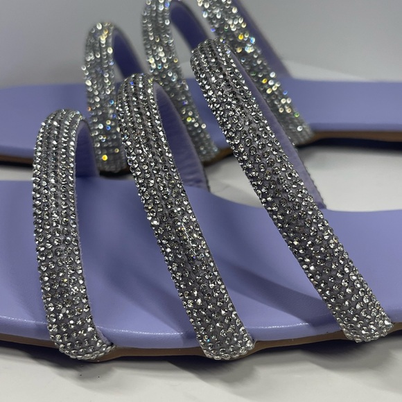 Strappy Rhinestone Lavender Purple Square Toe Women’s Sandals Size 9 New - Picture 8 of 13